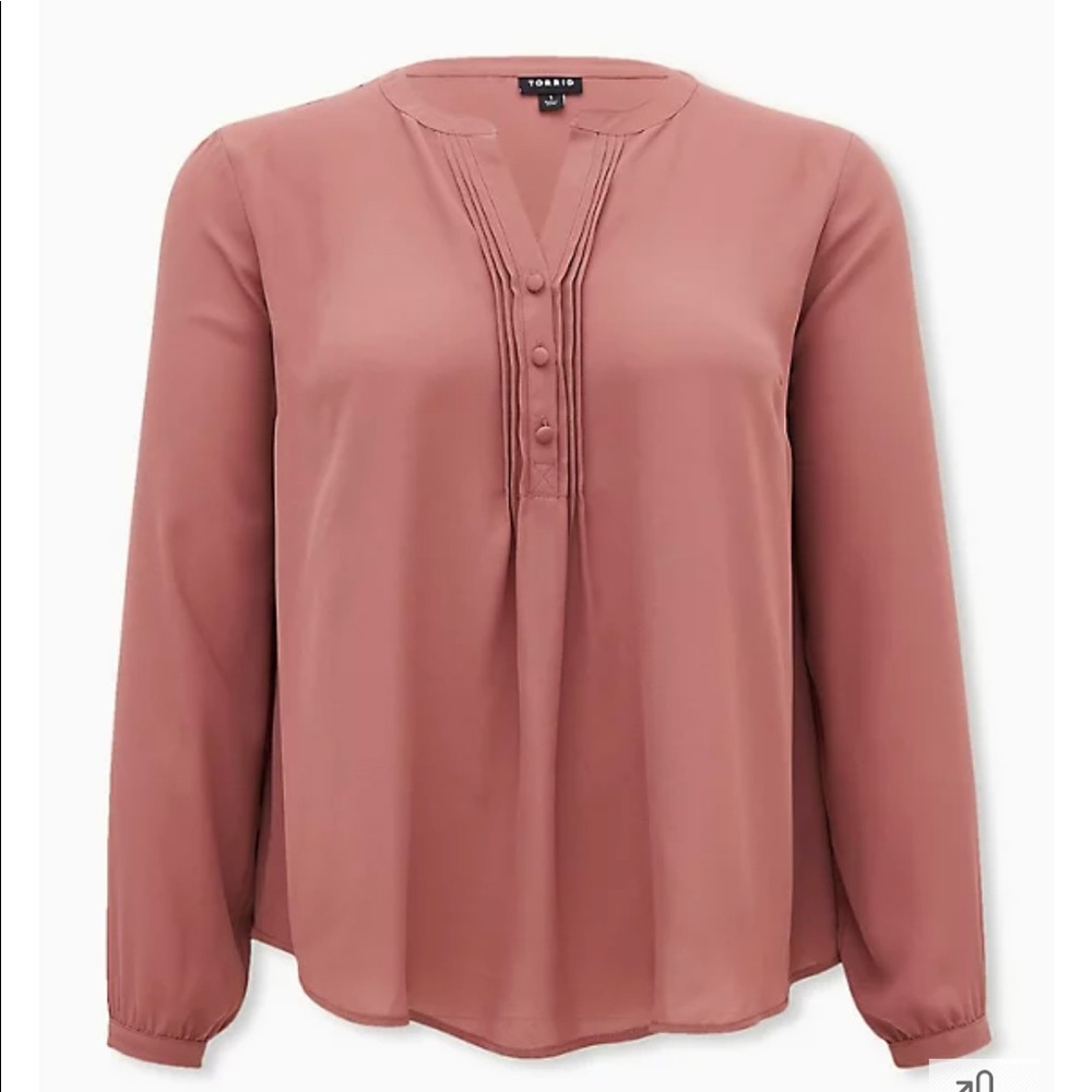 WALNUT GEORGETTE PINTUCK BUTTON DOWN BLOUSE